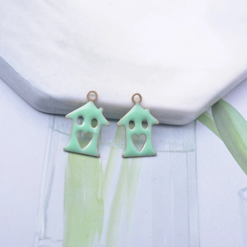 30 Stück Kupfer beidseitig emaillierte Liebeshaus-Anhänger, lila Emaille, kleine Anhänger für DIY-Halsketten und Armbänder, Zubehör im Großhandel – Detail 4