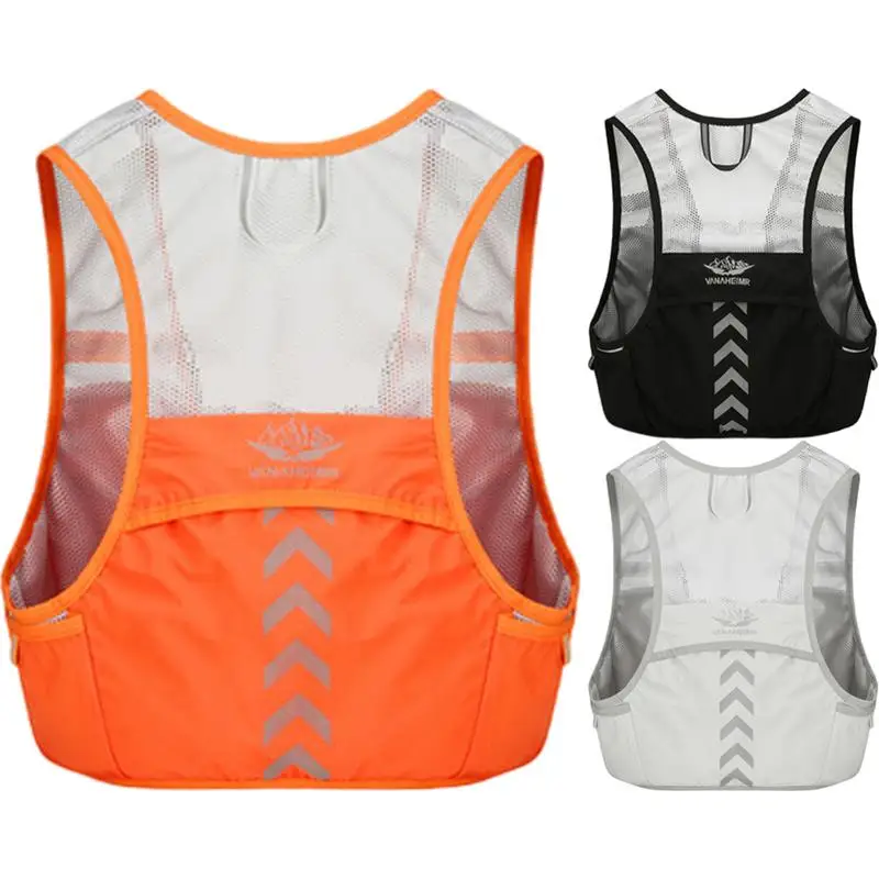 Hydration Running Vest Reflective Chest Pack Phone Holder Breathable Hydration Backpack Vest for Hiking Cycling Running Biking