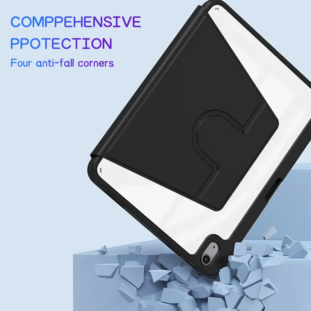 

Case For iPad Pro 13 11 2024 12.9 2021 2020 2018 iPad 2019 2018 Air 13 4 5 10th 11th Gen 360° Rotation Acrylic protective Case
