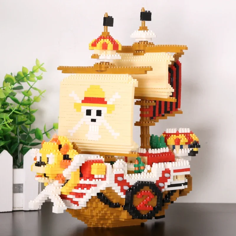 One Piece THOUSAND SUNNY Building Block Diamond Bricks Anime Going Merry Pirate Ship Mini Toy Figure For Children