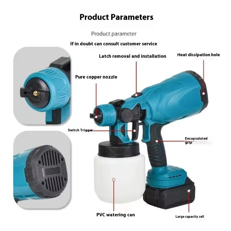 Pistola a spruzzo portatile senza fili con spruzzatore di vernice airless elettrico OEM a pressione 2000PSI per mobili automobilistici e progetti fai-da-te