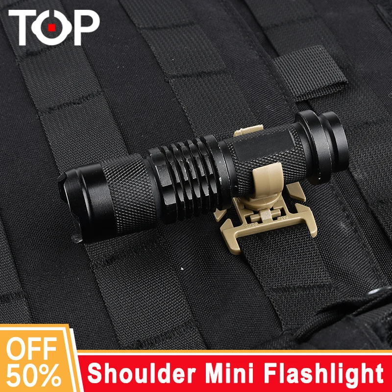 WADSN Shoulder Mini Flashlight Three Light Modes With 360 Degree Rotating Buckle Used For Tactical Vests Tactical Backpacks led makeup mirror with light lamp with storage desktop rotating cosmetic mirror light adjustable dimming usb vanity mirror