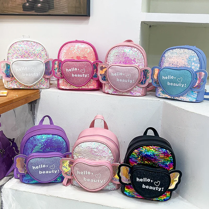 

Children's Bag Cute Mini Sequined Shoulder Bag Princess Mochila Escolar Backpack School Bags Plecak Kids Bag Rugzak Book Bag