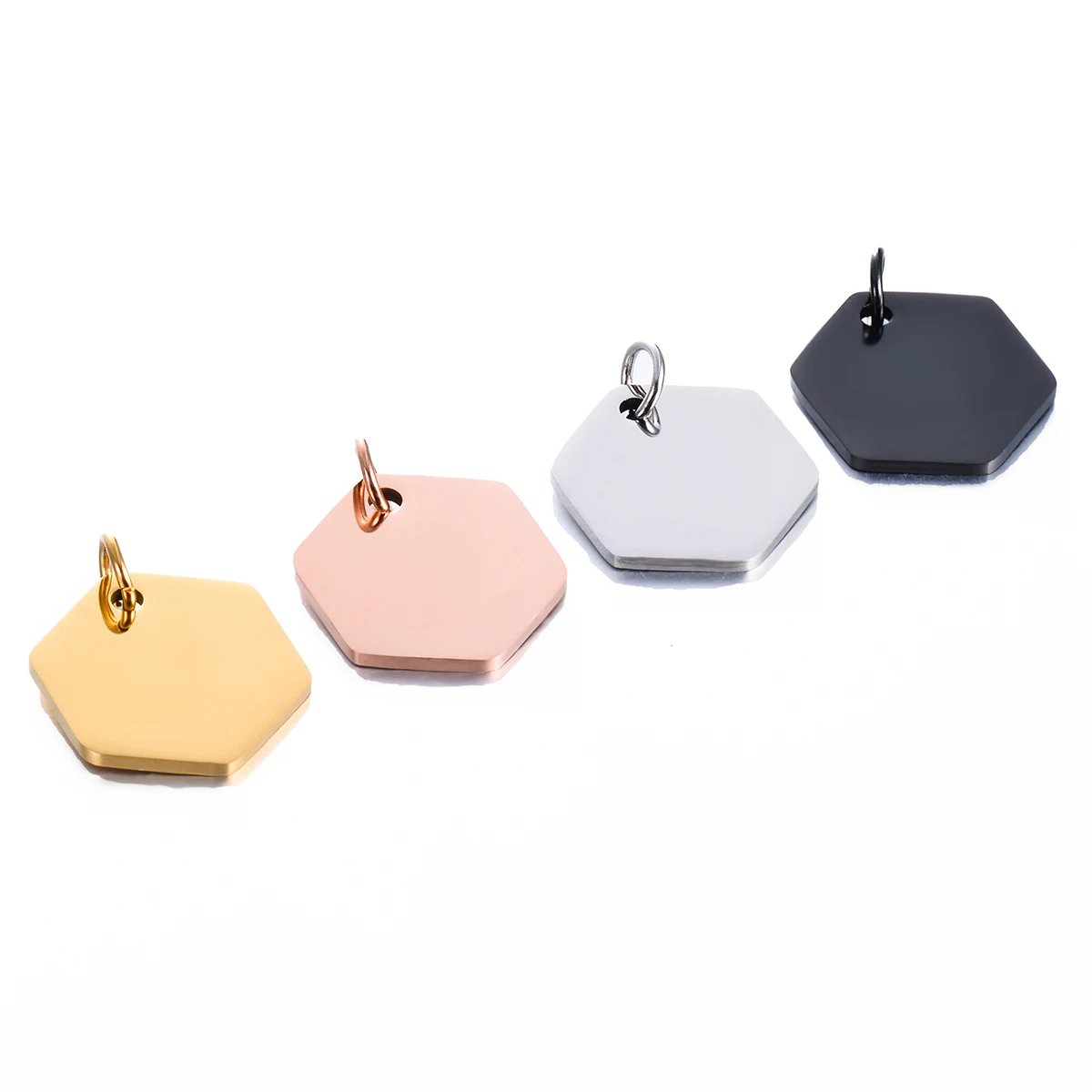 20Pcs/lot Wholesale Hexagon Mirror Polish Stainless Steel Blank Tags Pendant DIY Making for Necklace Keychain Jewelry Accessory