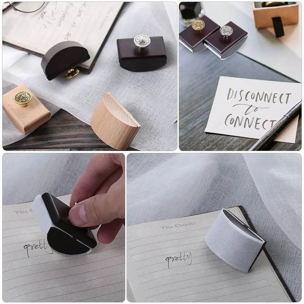 

2Pcs Portable Wood Rocker Blotter Ink Absorbent Stamp Quick-Drying Paper Tissue Essential for Office School Writing Supplies