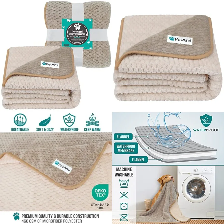 

Waterproof Dog Blanket, Leakproof XL Pet Blanket for Large Dogs, Furniture Sofa Couch Cover Protector, Fleece Cat Throw Bed Cra
