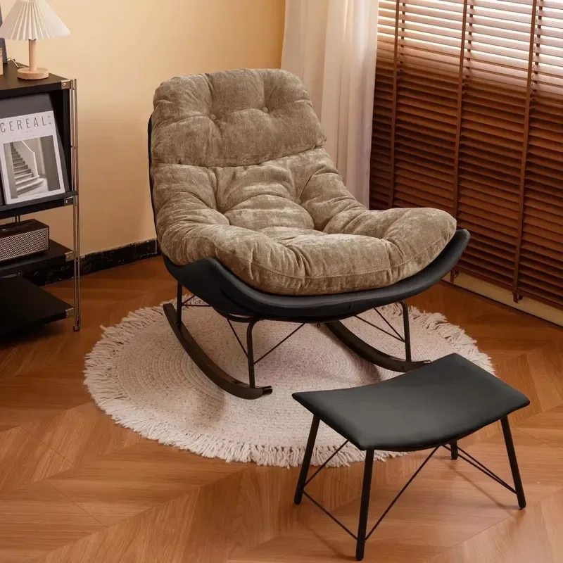 Crescent Cradle Rocking Chair Sofa Chair Adults Home Use Balcony Bedroom Living Room Lazy Leisure Recliner Wood Modern