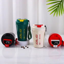 Coffee mug net red stainless steel double-layer intelligent temperature measurement thermos mug fashion portable car mug