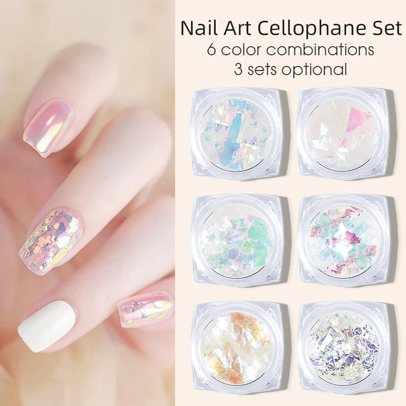 

Nail Art Glitter Flakes Holographic irregular Fragments cellophane 3D Colourful Sequins Polish Manicure Decoration Accessories