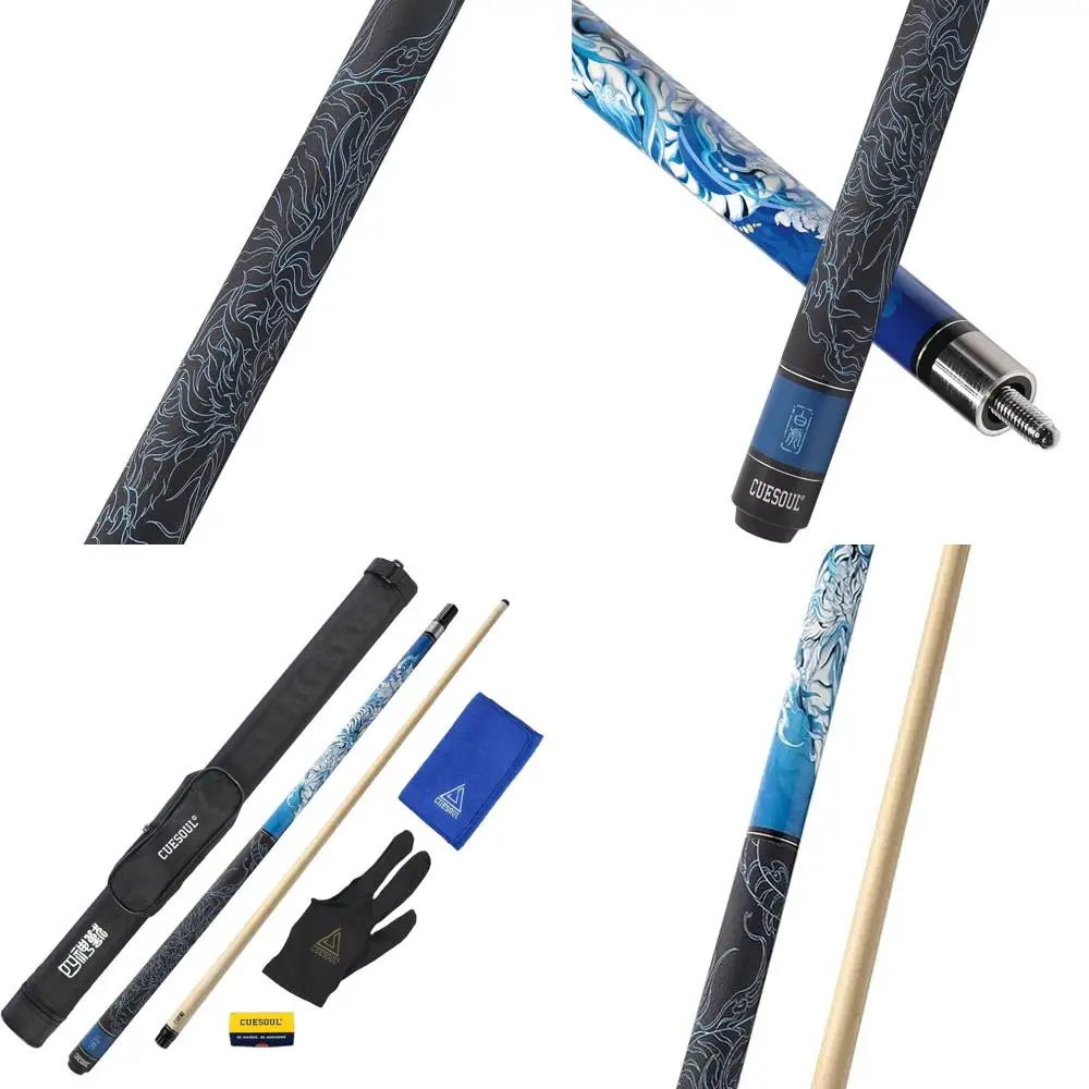 

Бильярдный кий 19 унций с черным чехлом, наконечник 13 мм, длина 58 дюймов, 4 мифологических узоров