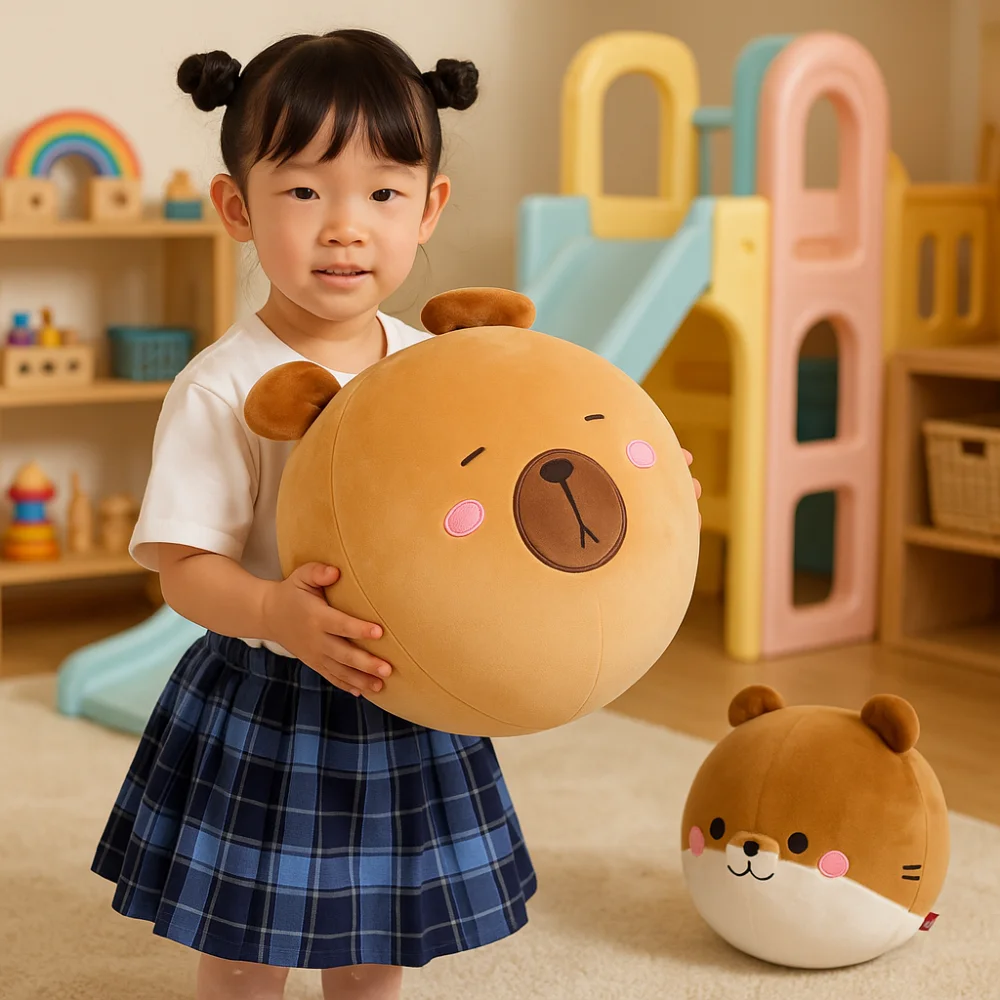 

Cartoon Design Inflatable Pillow Cute Animal Inflatable Material Spherical Inflatable 35cm Soft Fitness Ball Home Use