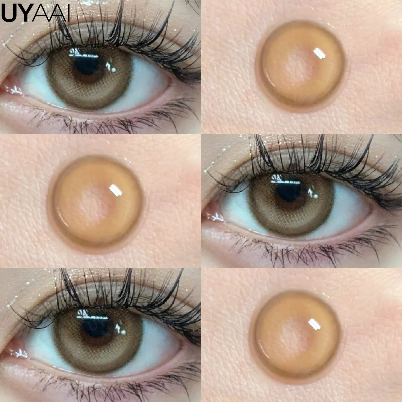 UYAAI 1 Par de Lentes de Moda Coreana de Color Rosa, Lentes de Anime, Lentes de Lágrimas de Chica de Cómics, Lentes Azules para Ojos, Lentes Verdes para Fiesta