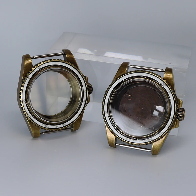 حافظة ساعة NH35 برونزية 40 مللي متر مع كريستال الياقوت مقاومة للماء لحركة GMT SUB Seiko NH34 NH35 NH36 NH38 4R36 120 نقرات