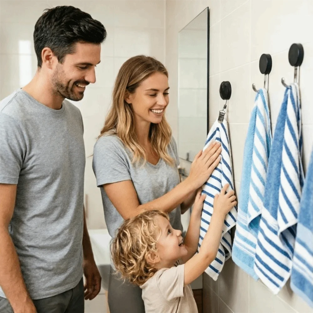 Retractable Buckle Retractable Towel Rack Automatic Retractable No Punching Wall Mount Towel Holder Strong Clip