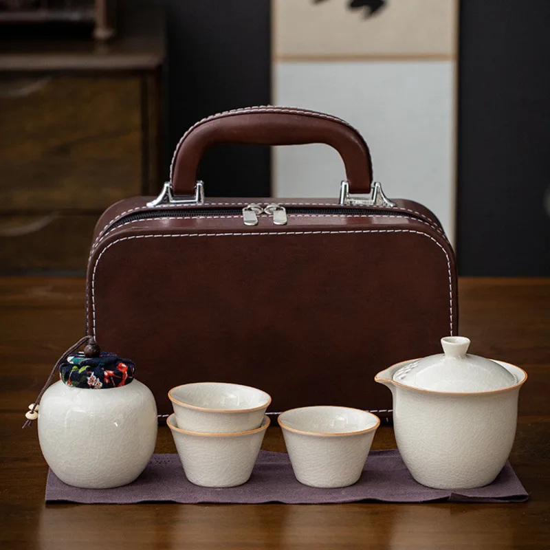 

Travel Tea Set, Convenient Storage Bag, Ceramic Express Cup, Two Or Three Cups Of Tea Can, Gift Box