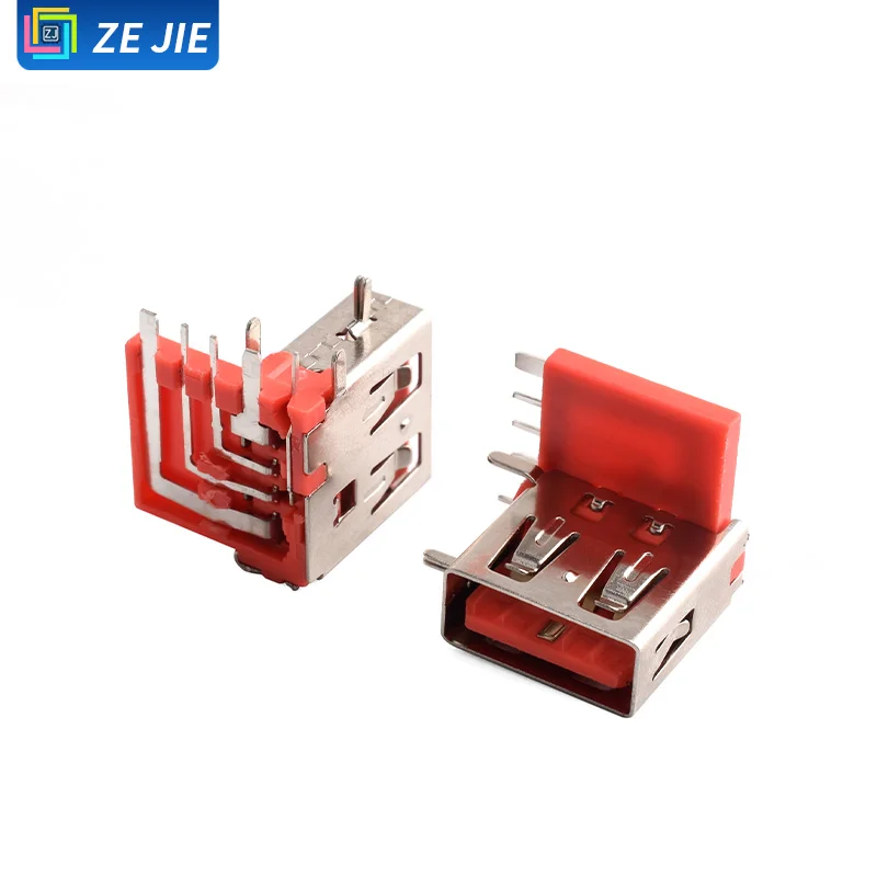 ZE JIE PD Fast Charging USB 2.0 Side Mount L-Type 5PIN Female Socket, 5A Charging Port Connector