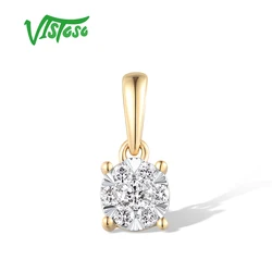 VISTOSO Genuine 14K 585 Yellow Gold Pendant For Women Sparkling Diamond Simple Daily Wearing Engagement Fine Jewelry