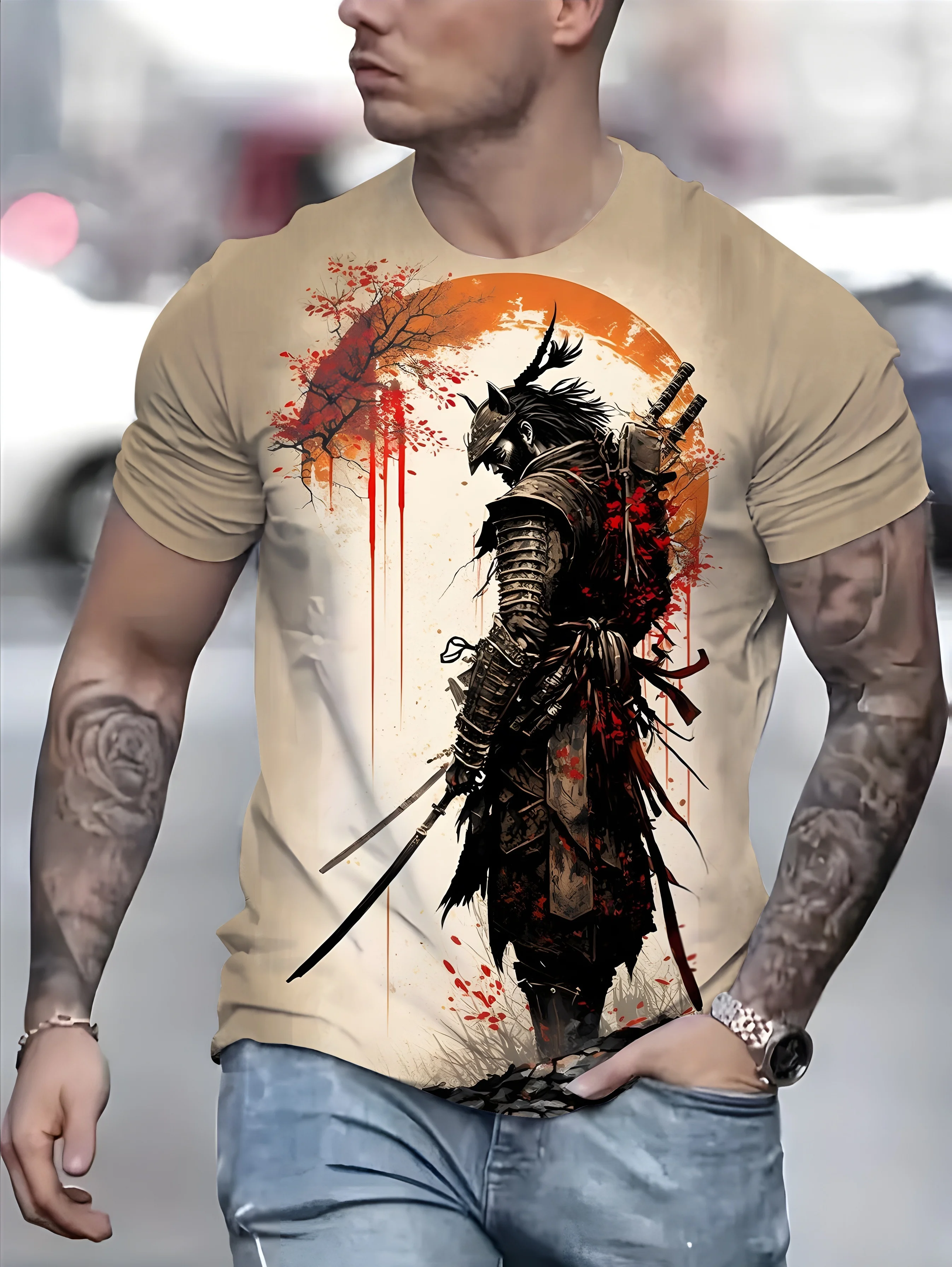 Vintage Samurai T-shirts For Men 3D Japan Style Print Short Sleeve Tops Street Hip Hop Streetwear Ninja Tees Men's T Shirt 6XL