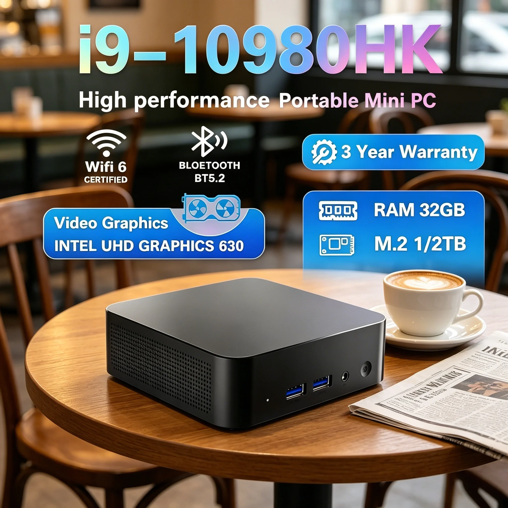 

Laptop Lightweight Pocket Size Mini PC Win11 Pro Intel I3 6100 Stable Operation Wireless Connect Desktop Office Gaming PC