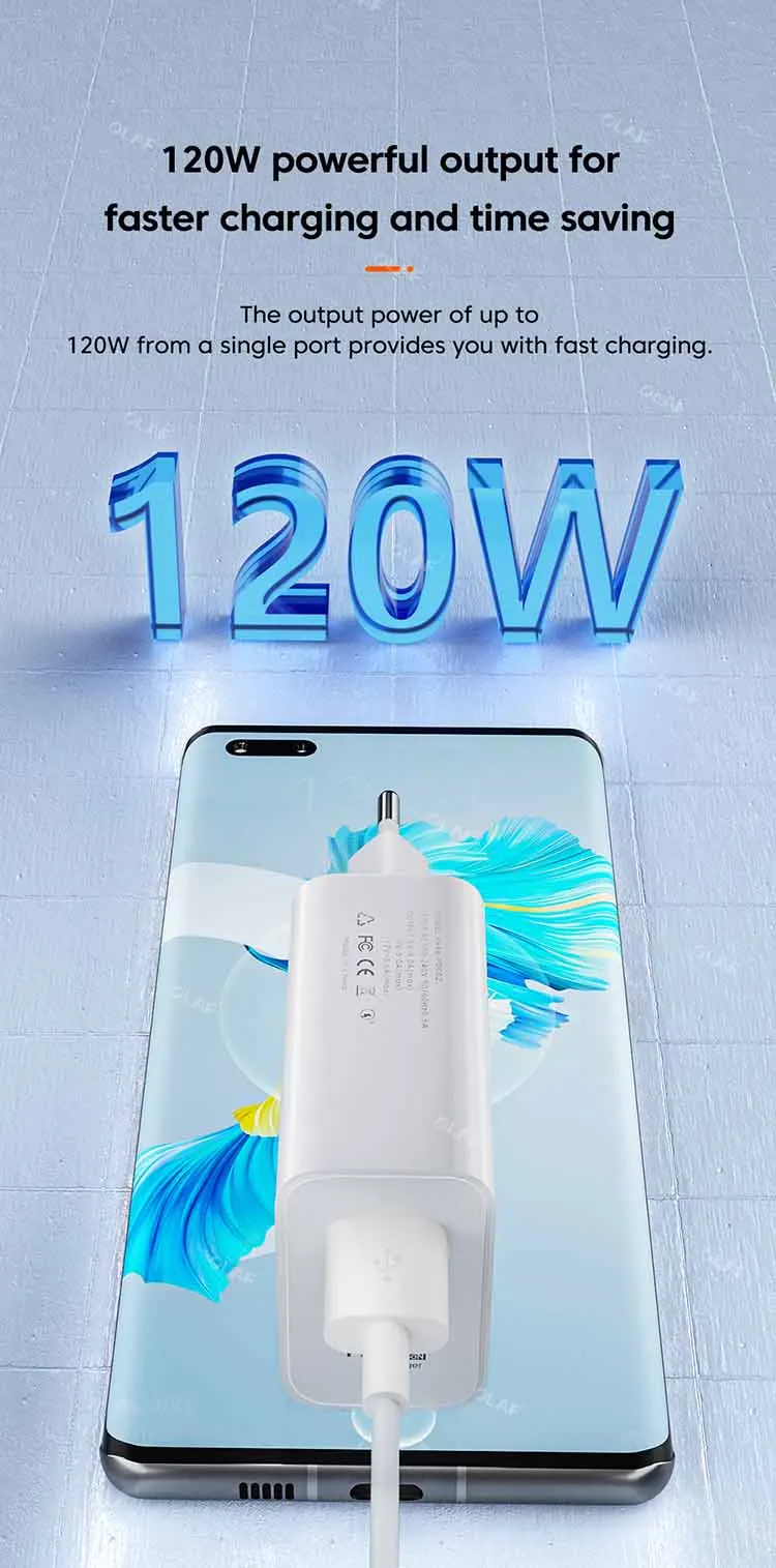 Olaf 120W USB Charger Fast Charging Power Adapter QC 5.0 Fast Charge For iPhone 13 Pro 11 12 Xiaomi Samsung 6A USB Type C Cable