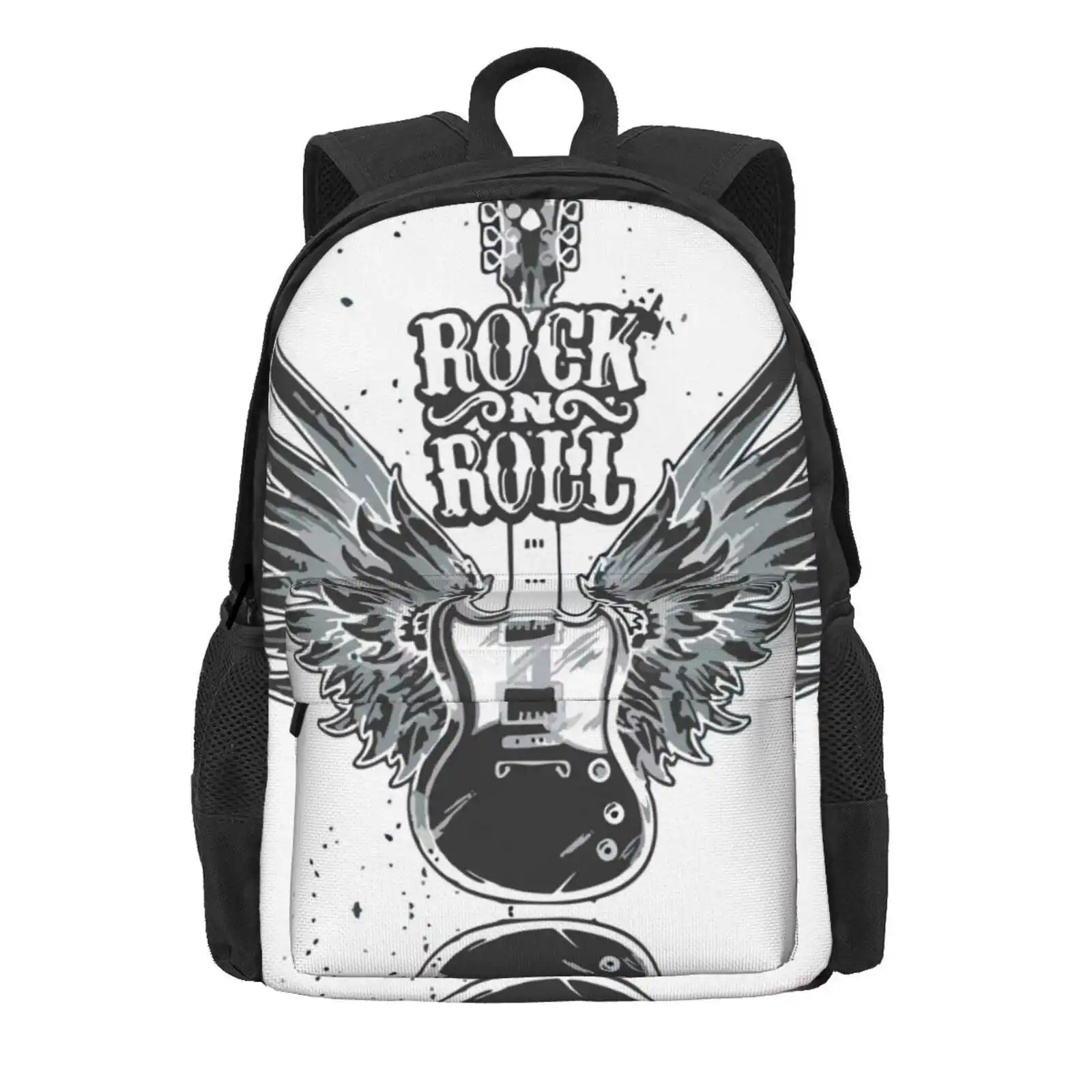 Rock N Roll Hot Sale Schoolbag Backpack Fashion Bags Rockroll Collage Greatest Bands Grunge Albums Cds Famous Musicians