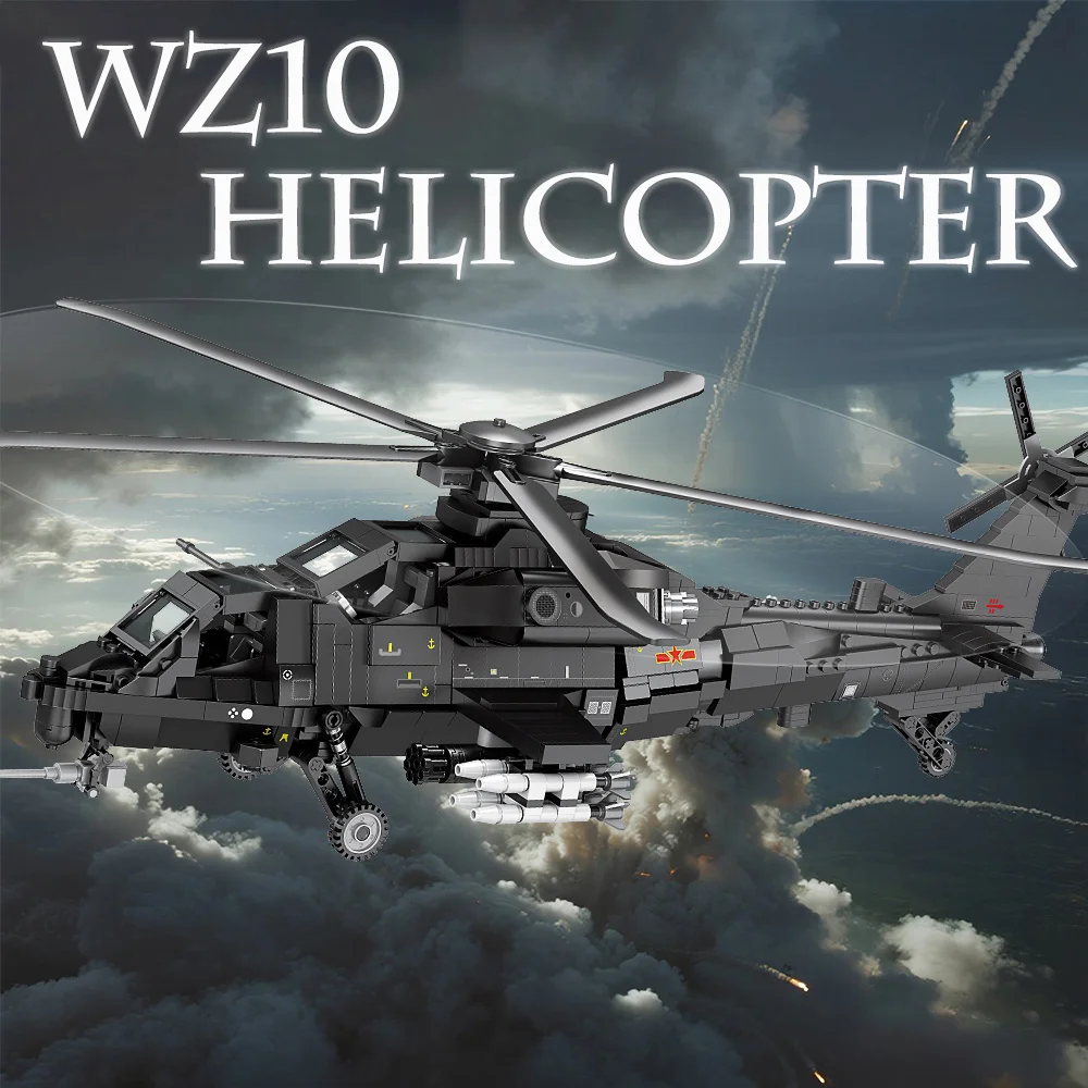 

Military 33033 Armed Helicopter -10 Model Aircraft Series DIY Toys Building Blocks Boys' holiday gifts 1366Pcs