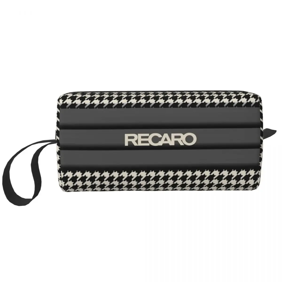 Recaros Houndstooth Makeup Bag Pouch Zipper Cosmetic Bag Travel Toiletry Small Makeup Pouch Storage Purse Men Women