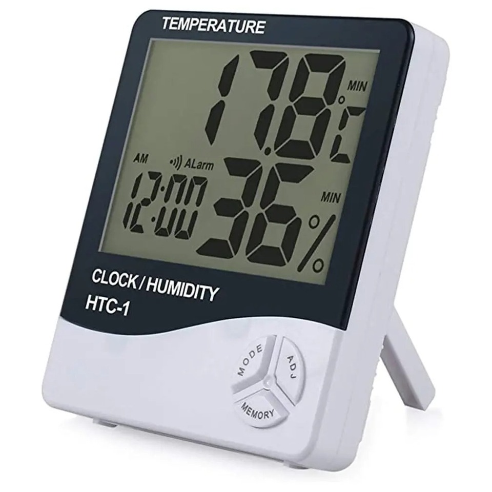  HTC-1 LCD Electronic Thermohygrometer, Weather Station With Clock Electronic Digital Temperature Humidity Meter Household 