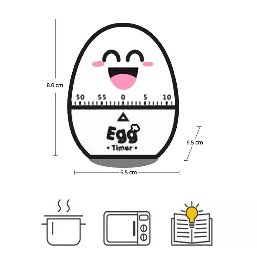 

1Pcs Egg Shape Mechanical Kitchen Timer White Manual Countdown Cooking Timekeeper Household Reminder Kitchen Bake Fry Measure