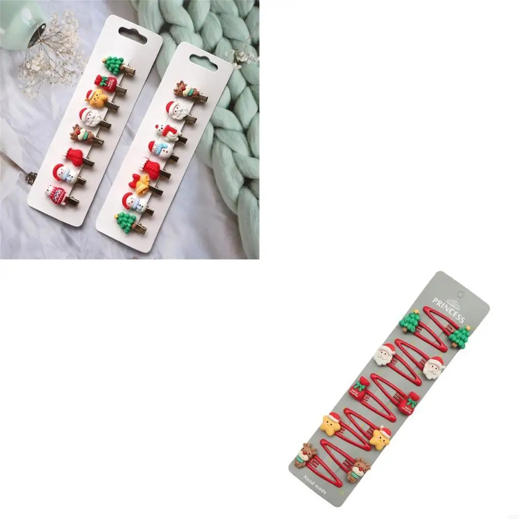 

Pack of 10/8pcs Set Christmas Hair Barrettes for Girls Festive Holiday Hairpins 4XBC