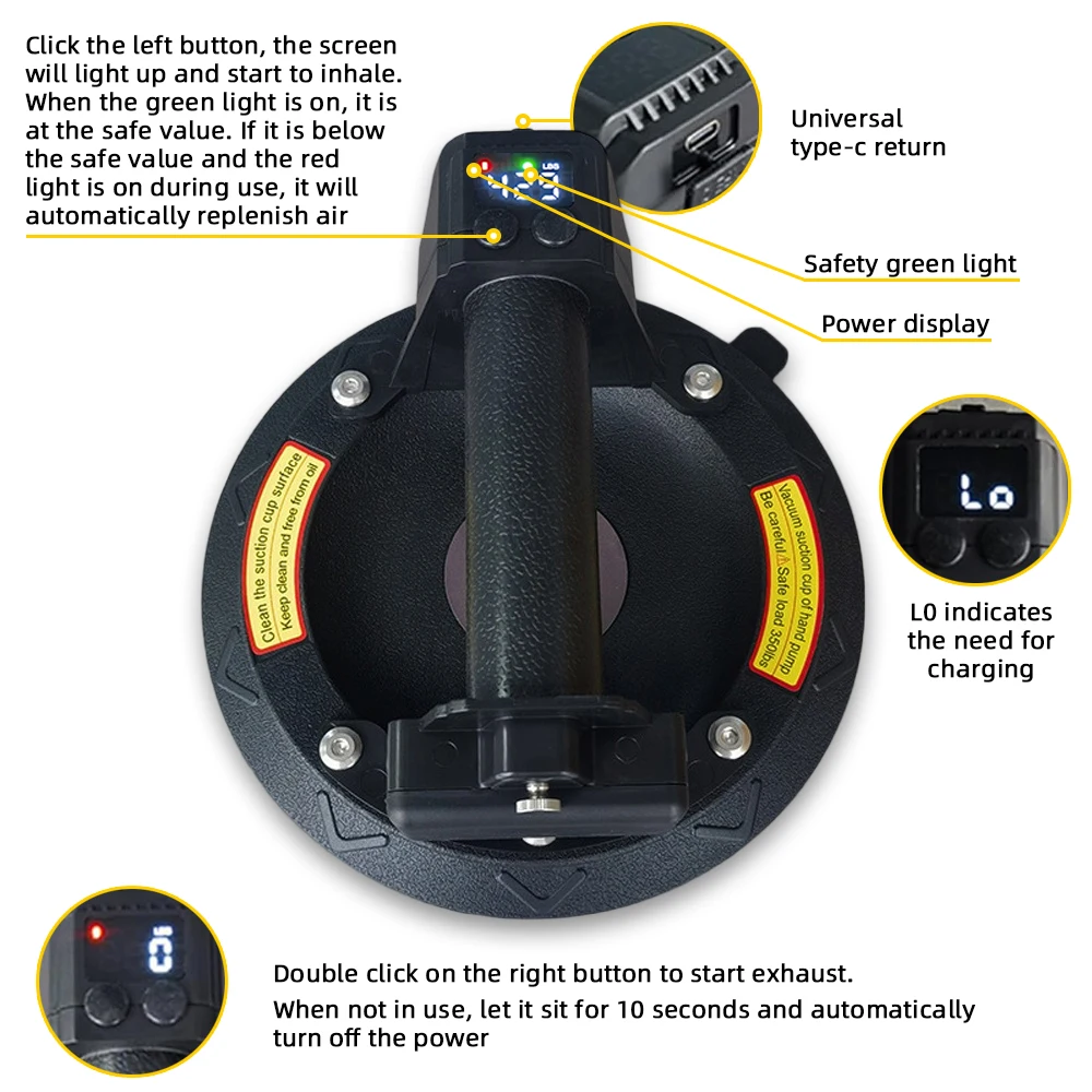 New 8 Inch 200KG Air Pump Vacuum Suction Cups Powerful Heavy-Duty Strong Hand Pump Sucker Lifted Magnets Handling Tools