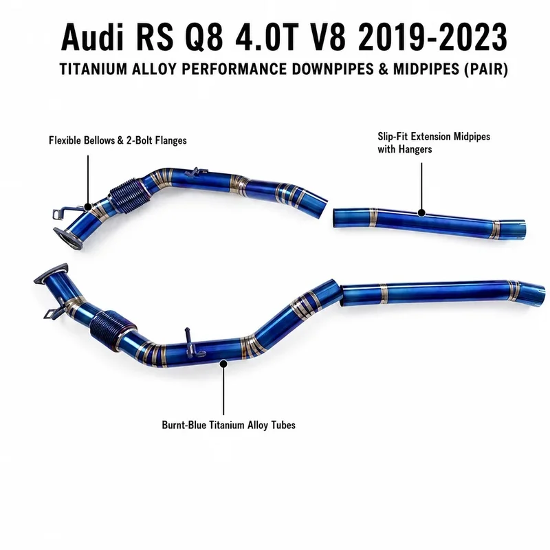 Ultra Light Titanium Alloy Exhaust System for Audi RSQ8 4.0T 2019-2023 3Year Warranty Racing Deep Sound Kit