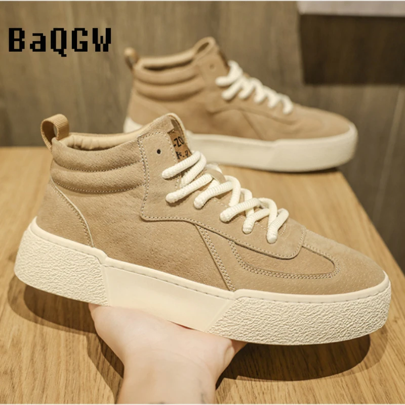 

Autumn Winter Nwe Men's Casual Shoes Designer Fashion Mid Top Retro Student Skate Shoes Sneakers Comfortable Non-slip Lace-up