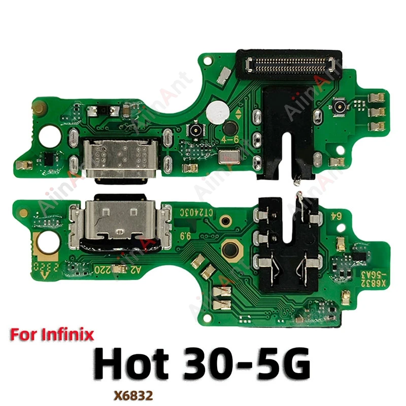 AiinAnt For Infinix Hot 30 40 Free Fire 30i 40i Pro Play Dock Mic USB Charger Board Charging Connector Port Flex Cable