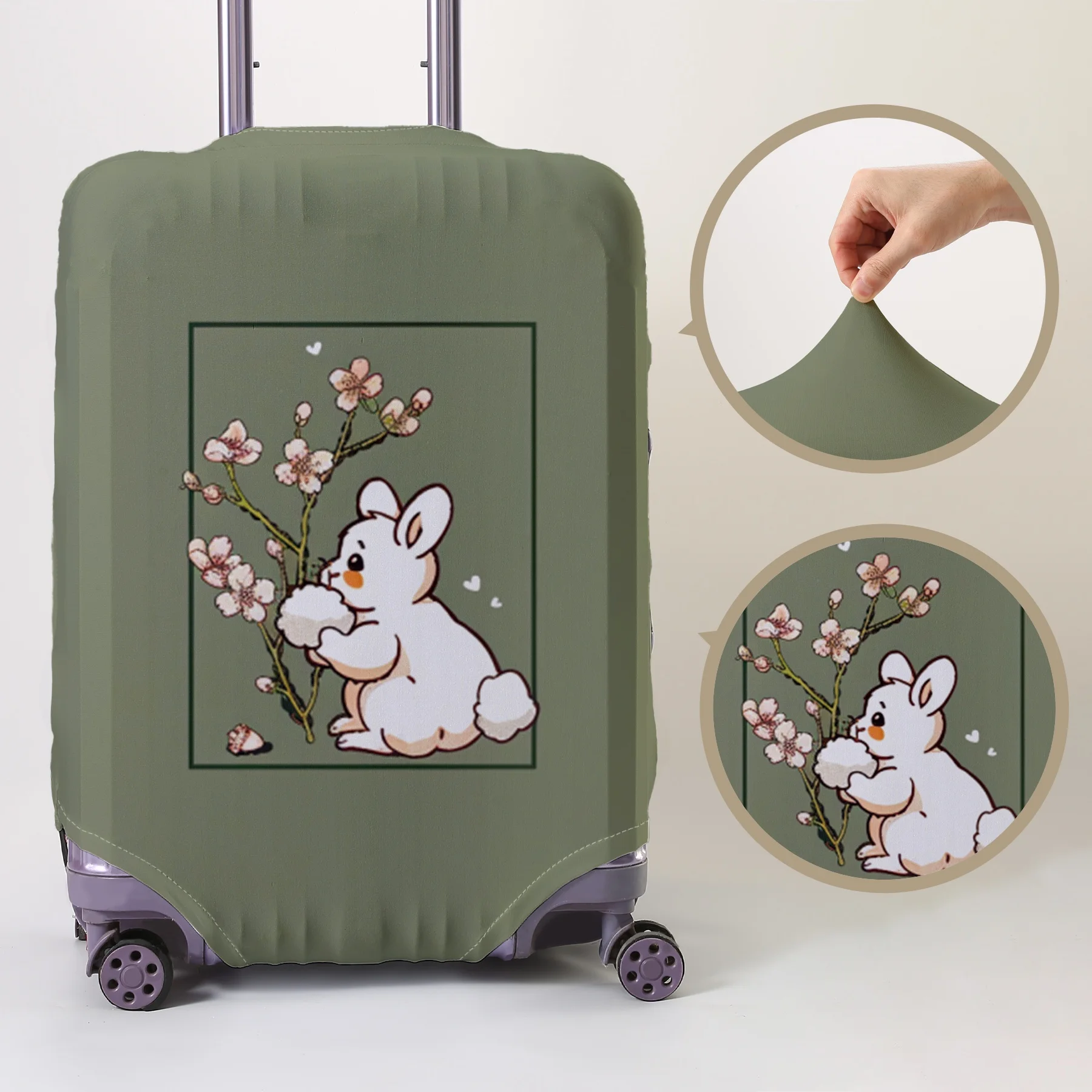 

National style plum blossom jade rabbit pattern luggage protection cover, suitable for 18-32 inch luggage covers, luggage handle