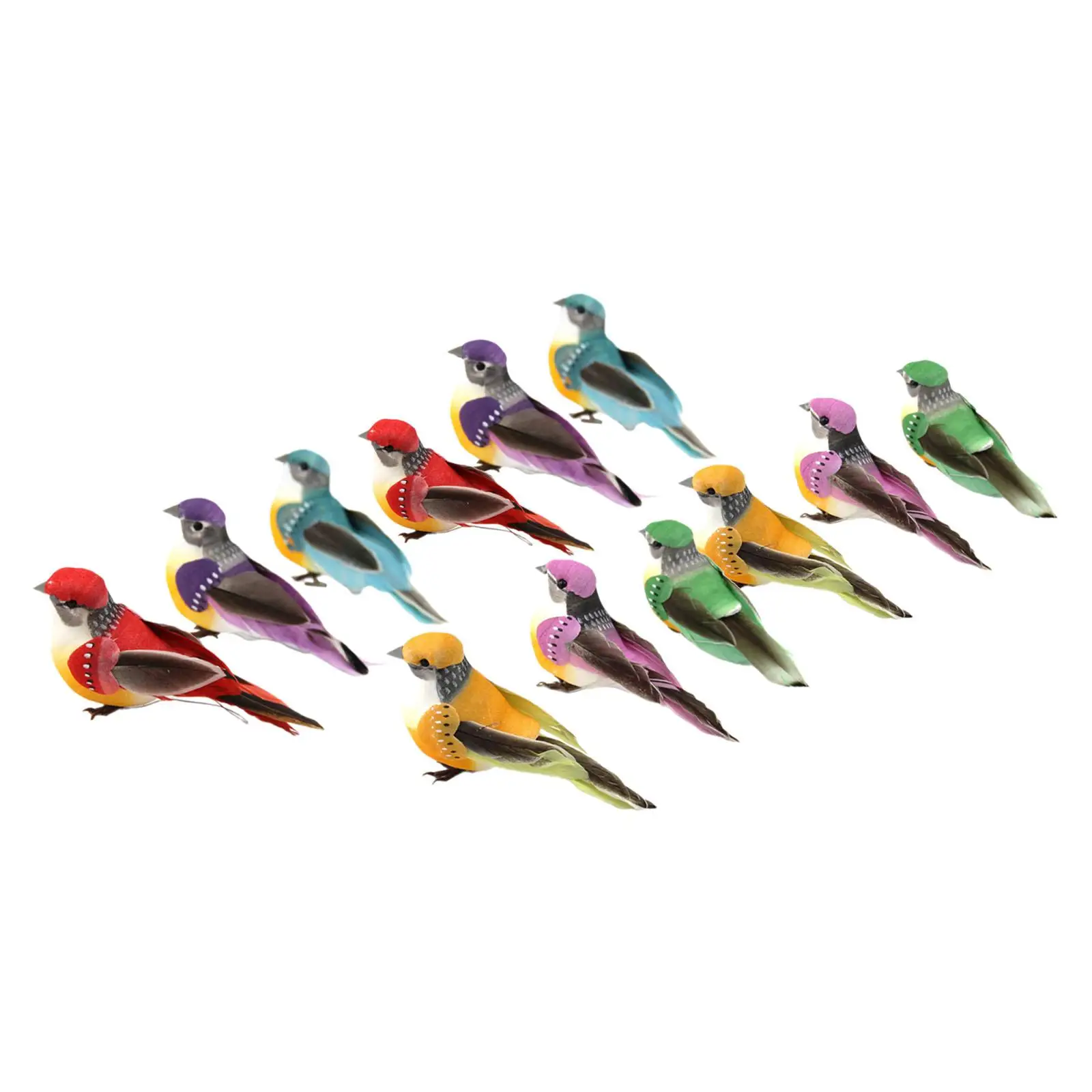 12 Pieces Simulation Foam Garden Bird Model Handmade Realistic Collectible Colourful for Photo Props Multipurpose Lightweight