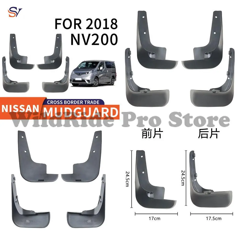 

Front & Rear Easy Installation Protection Fender Flares for 2018 Nissan NV200 Car Tire Mud Guards PP Soft Rubber Material
