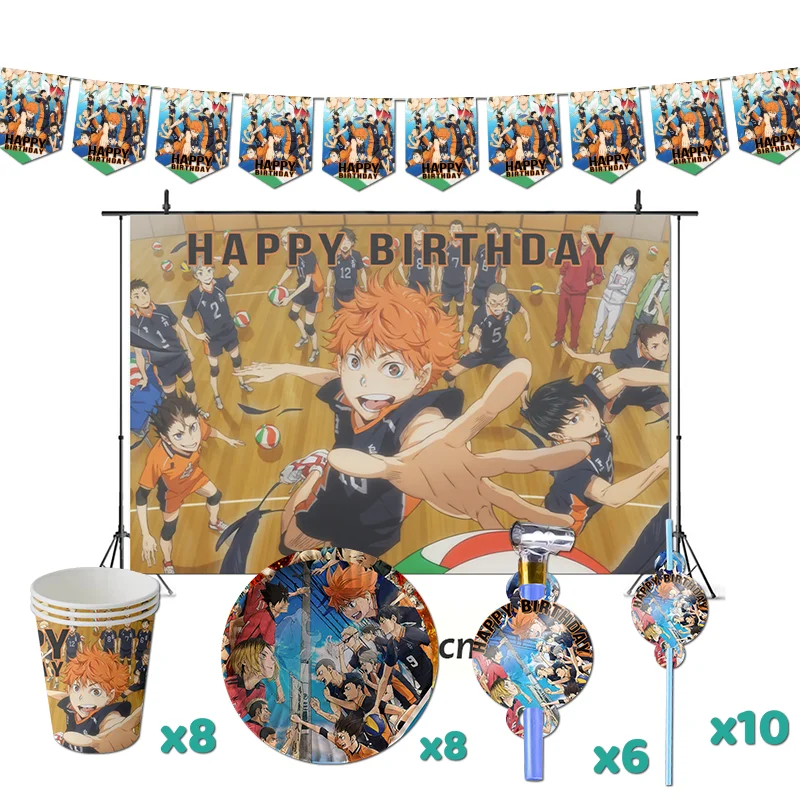 

Haikyuu Birthday Party Decorations Anime Theme Supplys Banner Cups Plates Hinata Shoyo