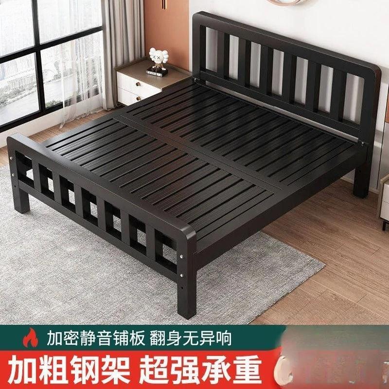 Iron frame bed, extra thick and thickened, assembled wrought iron bed, skeleton bedroom light luxury and simple