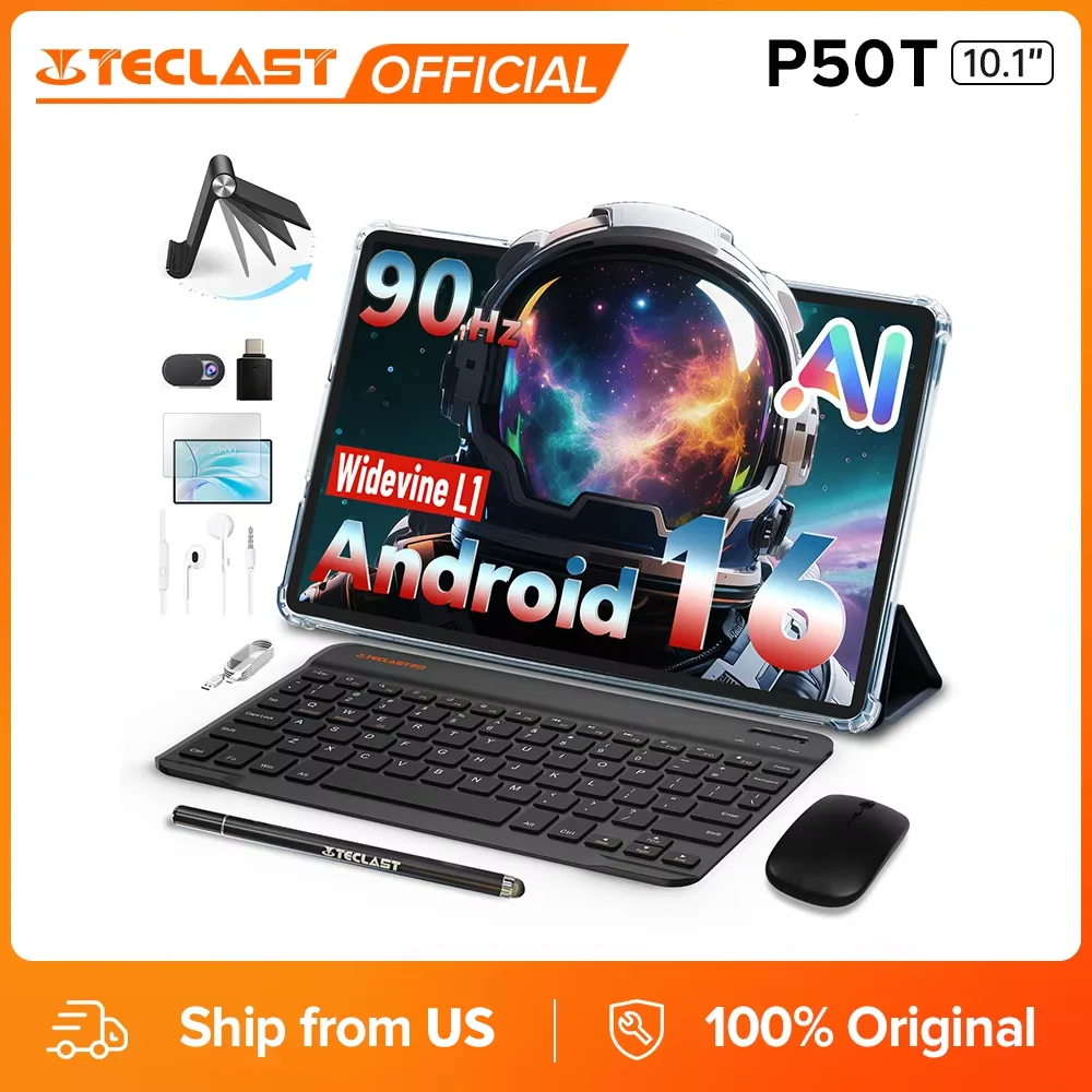 Teclast P50T Case Set Tablet 11 Inch Unisoc T7250 Android 16 90HZ Refresh Rate Tablets Octa-Core Max 16GB RAM 128GB ROM 8000mAh Battery Lightweight