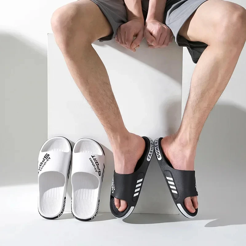 Men's Slippers PVC Soft Sole Non-slip Slides New Casual Outdoor Beach Flip Flops Home Bathroom Couples Slippers Fashion Sandal