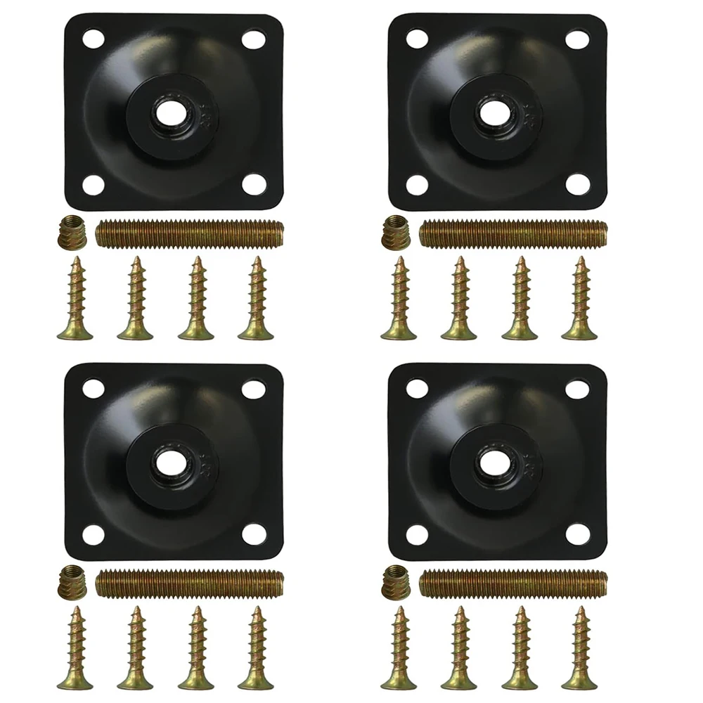 

Leg mounting plate, 4 pieces/set of furniture leg accessory plates, 5/16 inch (M8) flat mounting T-shaped plate, with hook bolts