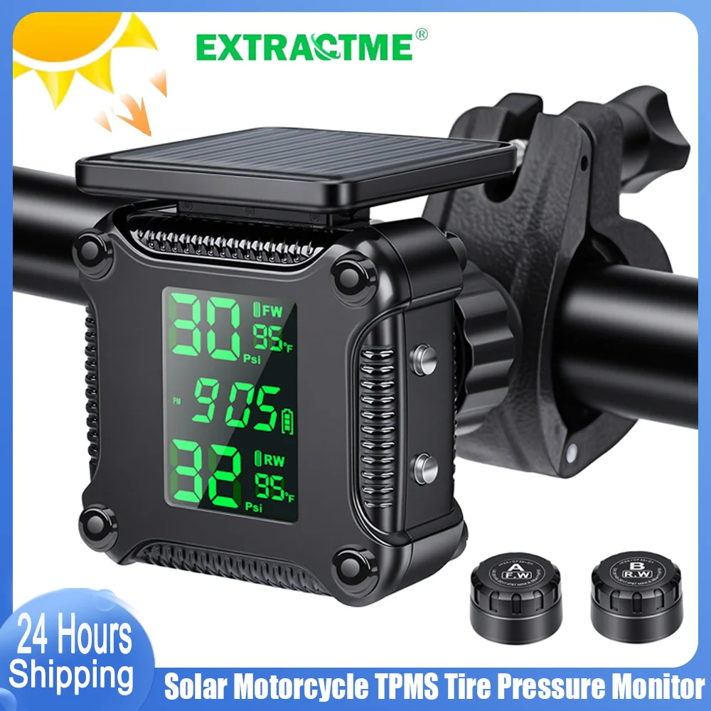 Anchtek Motorcycle TPMS Moto Wireless Tyre Pressure Monitoring System USB Charging LCD Display Air Pressure Sensor For Bike