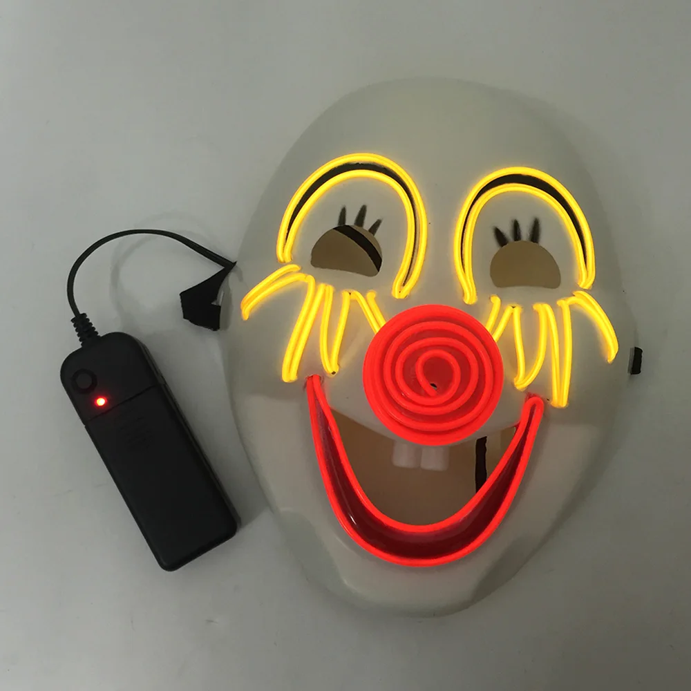 Lustige leuchtende LED-Clown-Maske, blinkende lachende Gesichtsmaske für Erwachsene und Kinder, Buffoon Cosplay, leuchtende Maske, Maskerade-Event-Dekoration