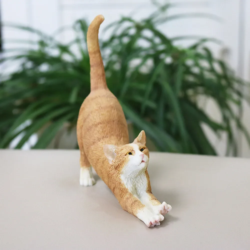 

JJM American Wirehair Cat Pet Figure Stretch Kitten Animal Collector Toy PVC Model Educational for Children Adults Adult Gift