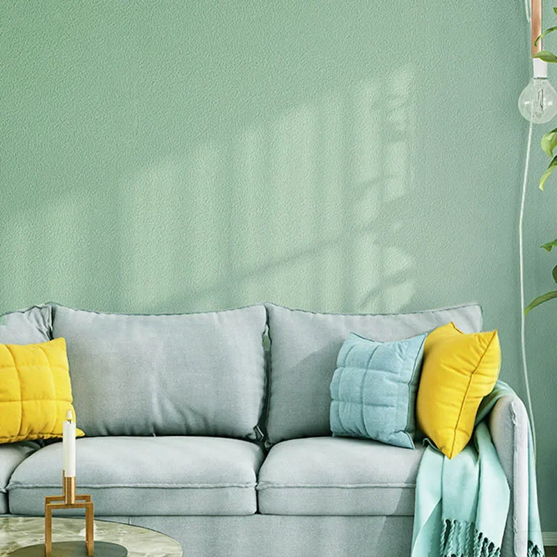 Modern Decoration Thickened Bedroom Background Wall Solid Color Velvet Wallpaper Household Morandi Wallpaper Simple