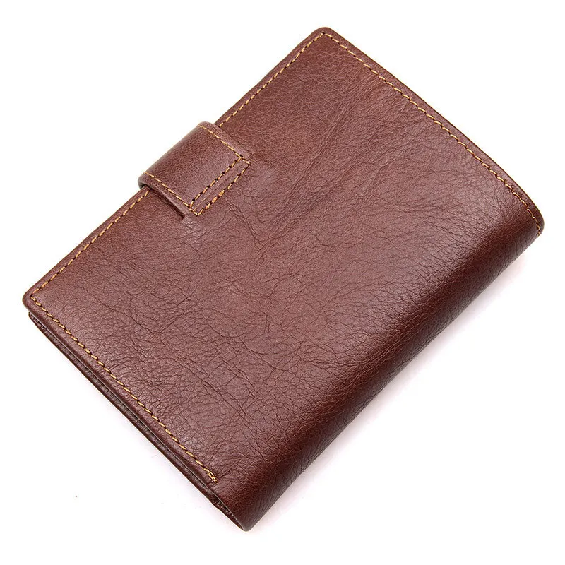 Genuine Leather Tri-fold Holder Holder, Short Cowhide Men's Wallet, RFID Anti-theft Coin Purses Card & Id Holders Male Wallet