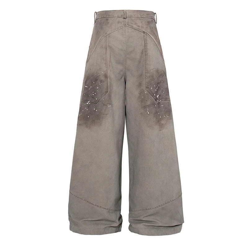 Printed Hip Hop Streetwear Baggy Jeans Pants Washed Loose Vintage Denim Trousers For Male Patchwork