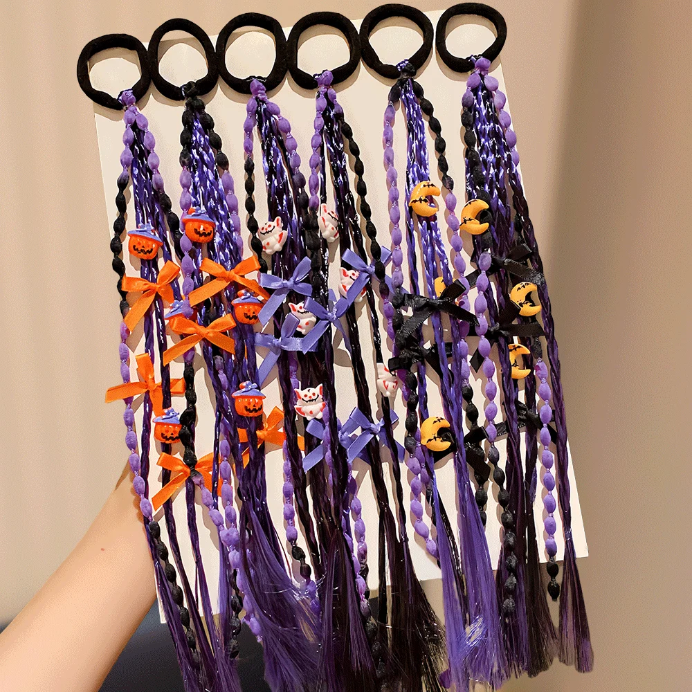 

2 упаковки, модные резинки для волос с элементами Хэллоуина, парики для девочек, стильный аксессуар для вечеринки, разноцветный модный головной убор, подарок