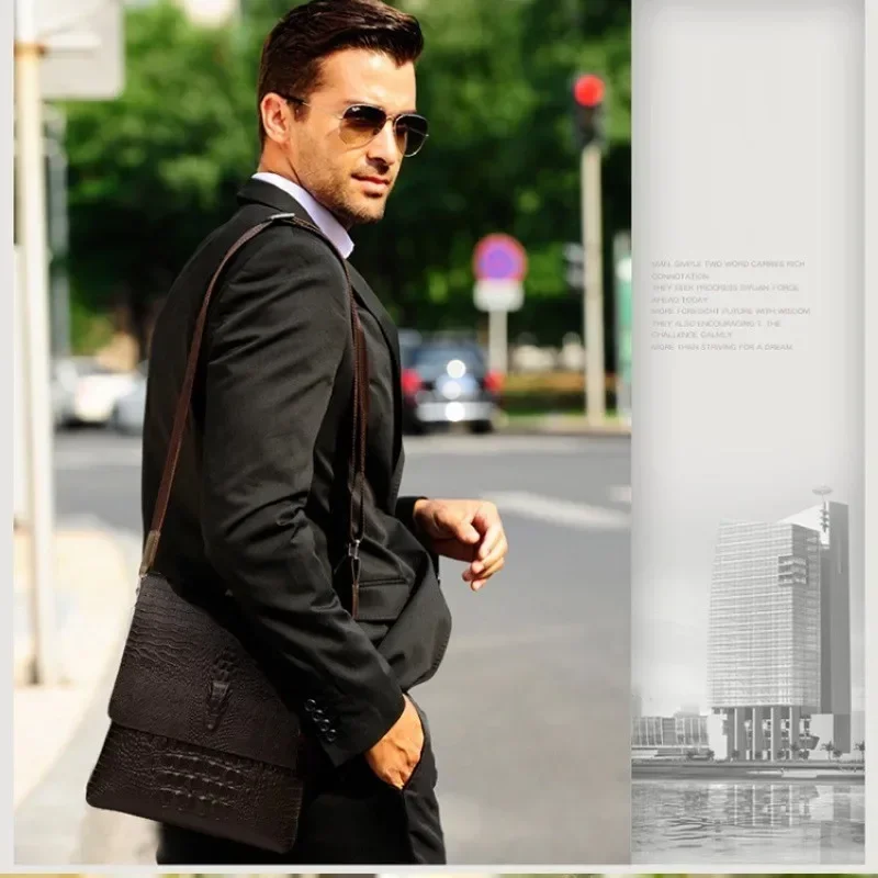 2024 New Men's Crocodile Pattern Single Shoulder Slant Cross Business Bag Fashion Handbag High end briefcase MJ309